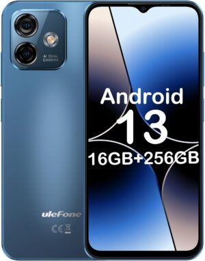 Ulefone Note 16 Pro Android 13 Budżetowy telefon komórkowy, 16 GB pamięci RAM + 256 GB pamięci ROM, ekran HD+ o przekątnej 6,52 cala, bateria 4400 mAh, aparat 50 MP + 8 MP, budżetowy smartfon 4G z dwiema kartami SIM, Face ID, GPS, OTG i 2-letnią gwarancją
