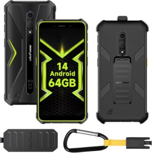 Ulefone Armor X12 Pro Rugged Mobile Phone 2025, 8 GB + 64 GB ROM/TF-256 GB, wytrzymały smartfon z systemem Android 14, aparat 13 MP + 8 MP, 5,45'' HD+, bateria 4860 mAh, ośmiordzeniowy procesor, Dual SIM/Face ID/NFC/GPS, zielony